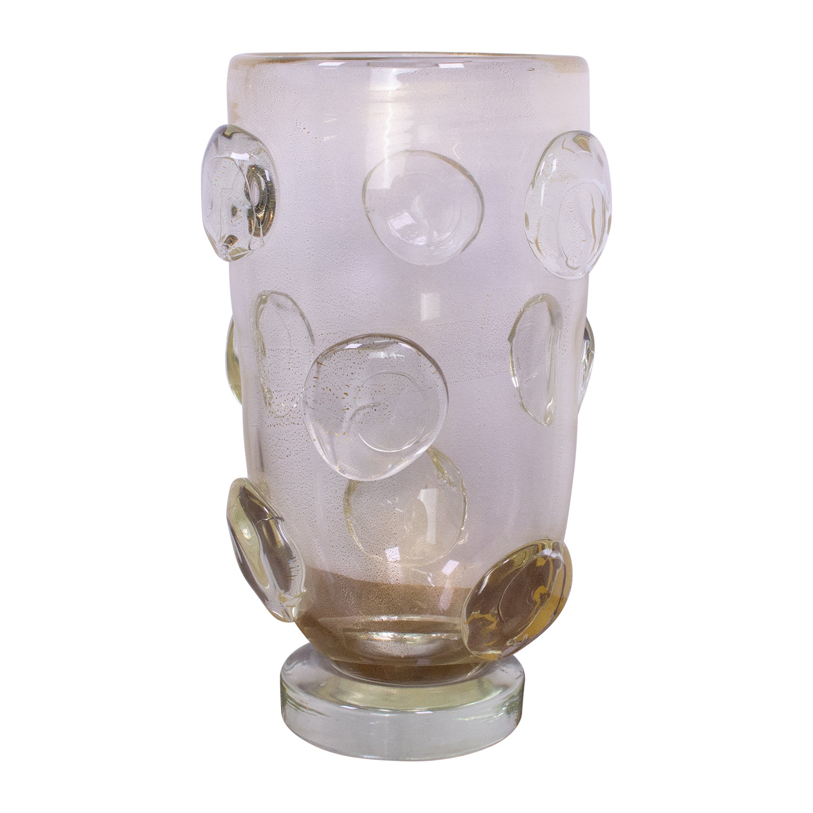 Murano Vase with gold inclusions and applied organic circles