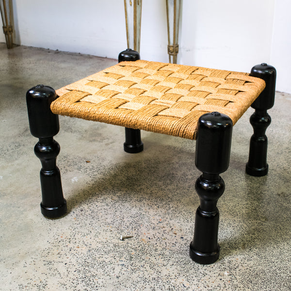 Ebonised Anglo-Indian Rope Foot Stool