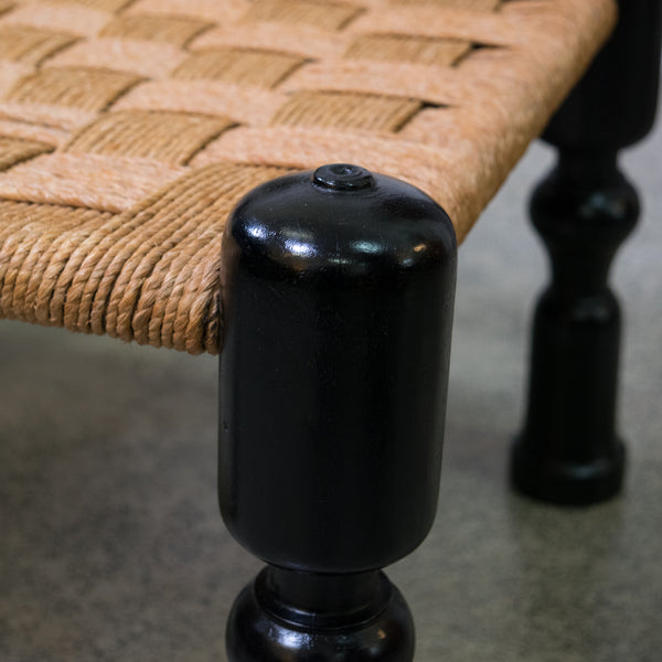 Ebonised Anglo-Indian Rope Foot Stools (3 Available)