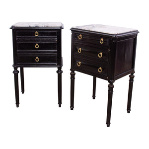 Pair of Directoire Style Ebonised Beside Commmodes