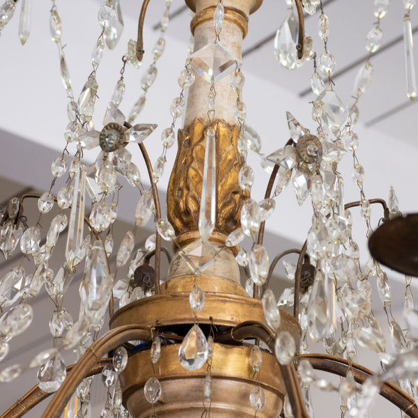 Late 19th Century Italian Genoese Giltwood and Crystal Chandelier