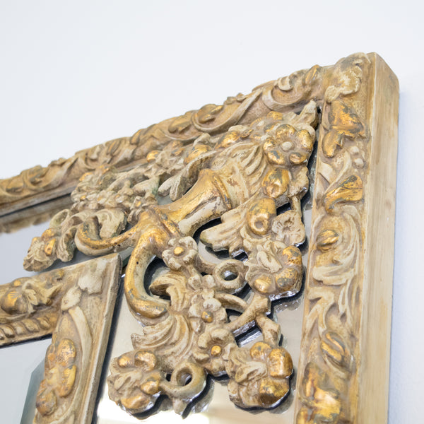 A Large Baroque Style Gilt Cushion Mirror