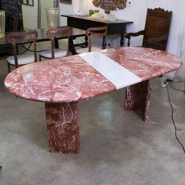 Oval Rosso Alcante Marble Dining Table
