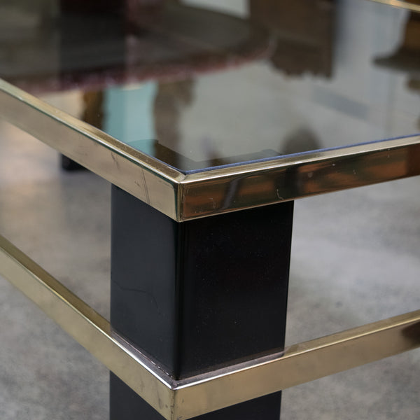 Italian Black Lacquer and Brass Coffee Table