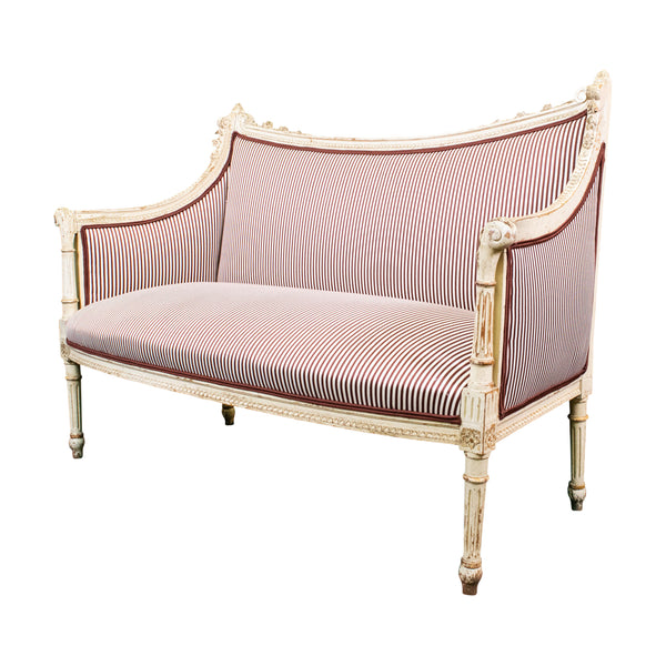 Louis XVI style Carved and Painted Settee