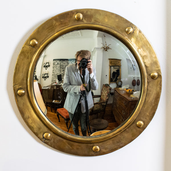 Victorian Brass Convex Mirror 