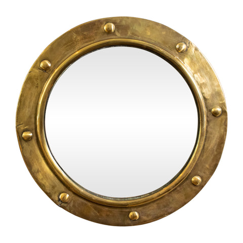 Victorian Brass Convex Mirror 