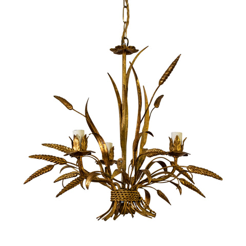 A Small Mid Century French Gilt-Metal Chandelier