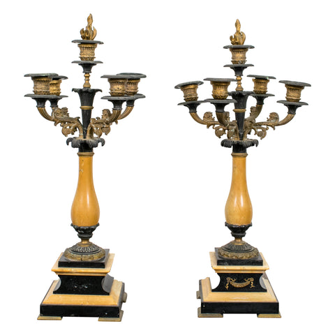 Pair Five Arm Charles X Candelabra