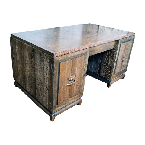 Cerused Oak Art Deco Desk Attributed to Charles Dudouyt (1885-1946)