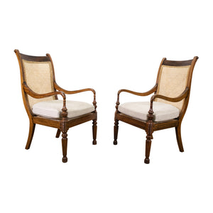 Pair of Anglo Indian Teak and Cane Library Chairs