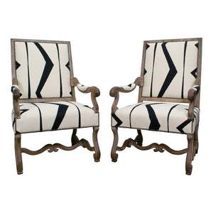 Pair of 19th Century French Lime Washed Armchairs