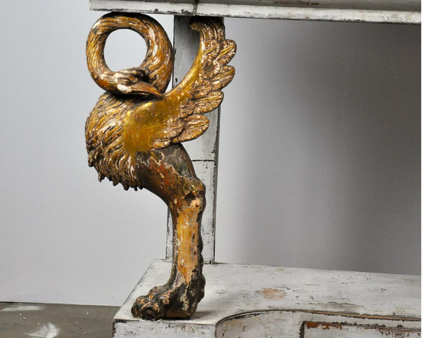 19th Century White painted Console with gilded Swans