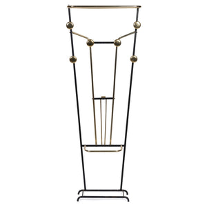French Mid-Century Gilt Brass and Metal Hall Stand