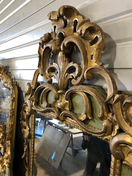 A substantial Louis XV Green and Gilt Mirror