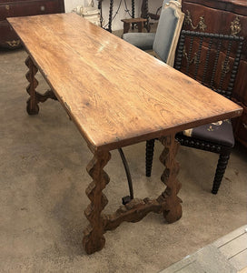 Spanish Style Churresque Console Table In Antique Reclaimed Oak