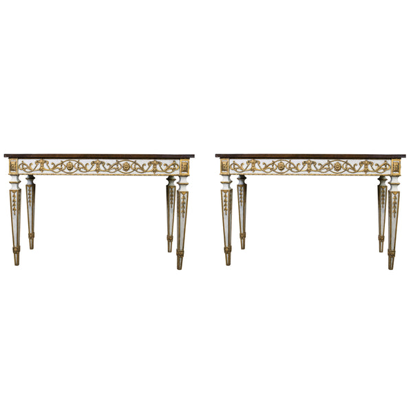 Pair of Vintage Louis XVI Style Console Tables