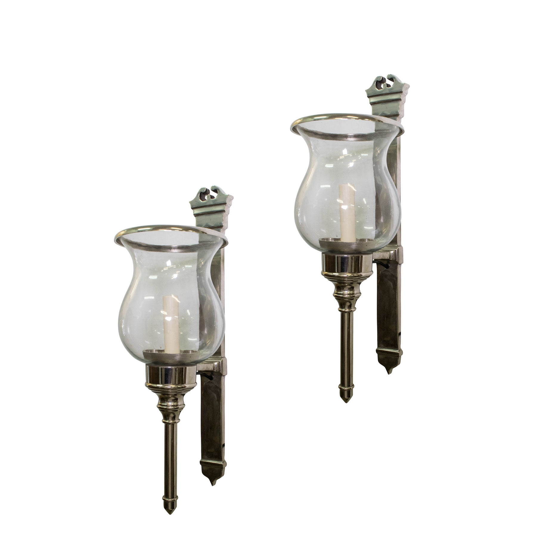 Pair of Nickel Finish Wall Sconces