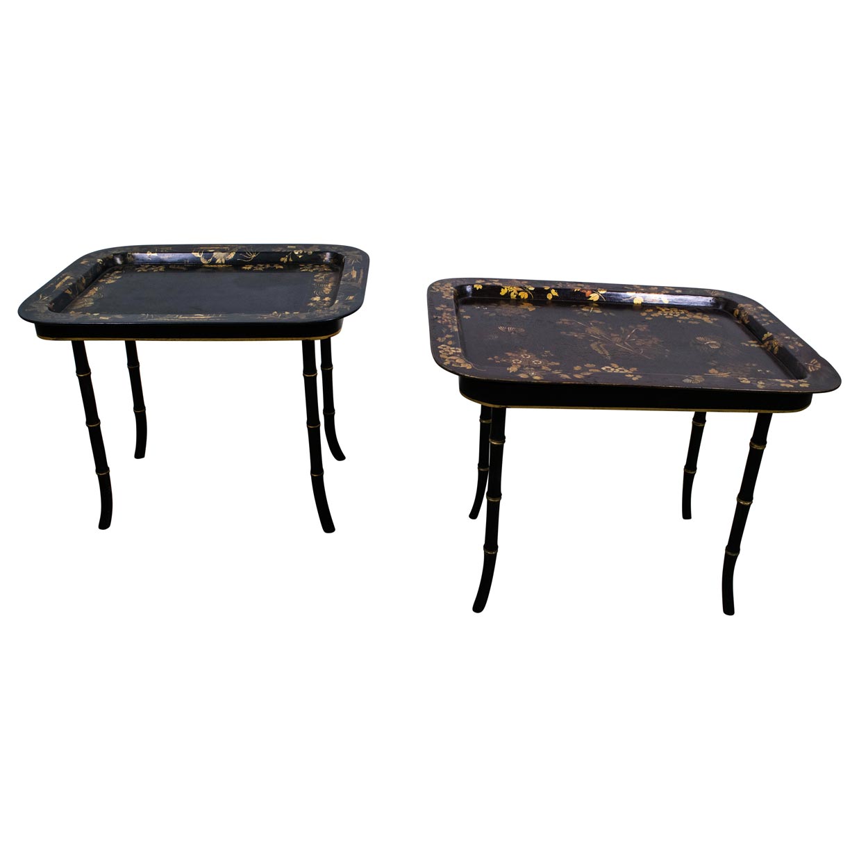 Pair of Victorian Chinoiserie Tray Side Tables