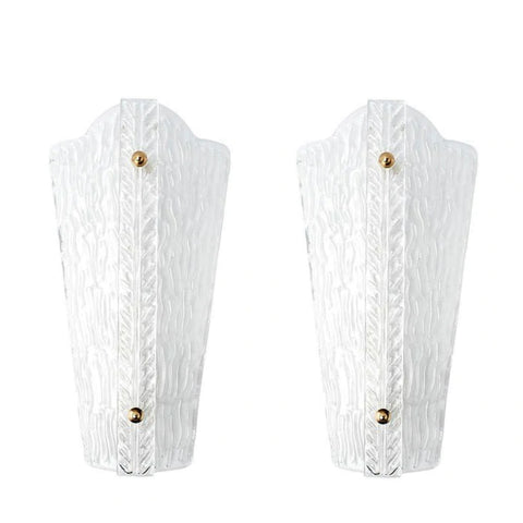 Pair of Art Deco Style Murano sconces in "sabiato" glass.