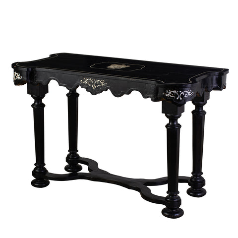 North Italian Ebonised and Ivory Inlaid Console Table