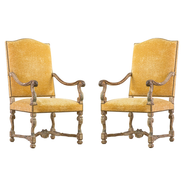 Pair of 19th Century Painted Regence Style Armchairs