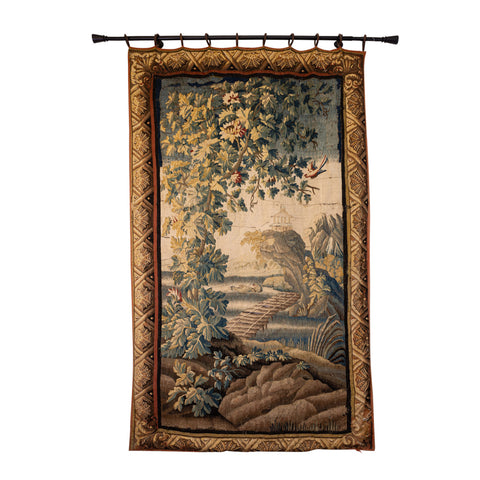 Tapestry called "portière" decorated with a landscape with small dots decorated with a factory XVIIIe siècle272 x 158 cmProvenance : château de la Maroutière