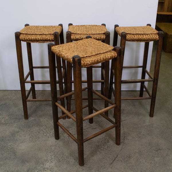 Set of four Audoux Minet Style Rope Bar stools