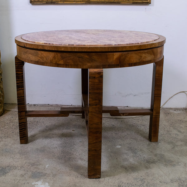Art Deco Circular Table with Marble Top