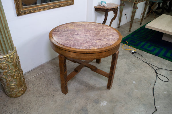 Art Deco Circular Table with Marble Top