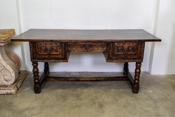18th Century Spanish Chestnut Kneehole Desk