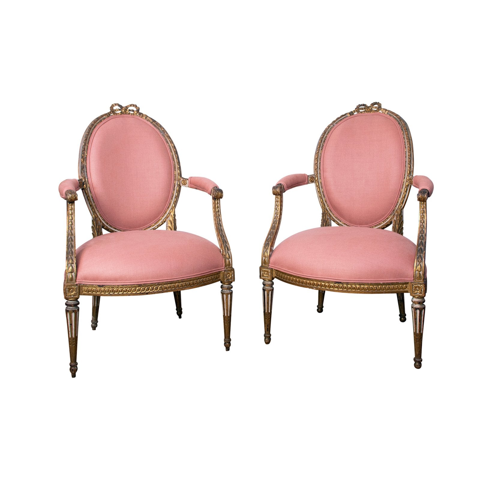 A Pair of 18th Century Louis XVI Giltwood Fauteuils