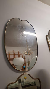 Unusual Italian Mid Century Brass Mirror