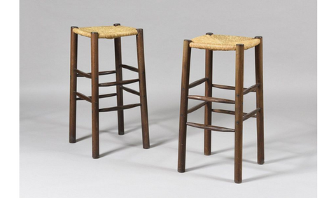 Pair of Mid Century Style Stools in the taste of Charlotte Perriand