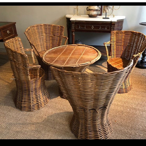 Mid 20th Century Cane Dining Setting