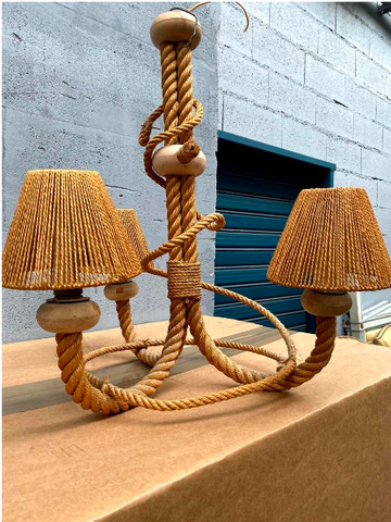 1950s Audoux Minet French Rope Chandelier