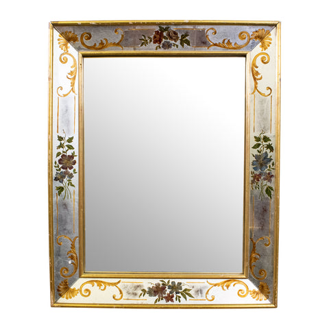 Small Verre-Eglomise Mirror with Gilt Border