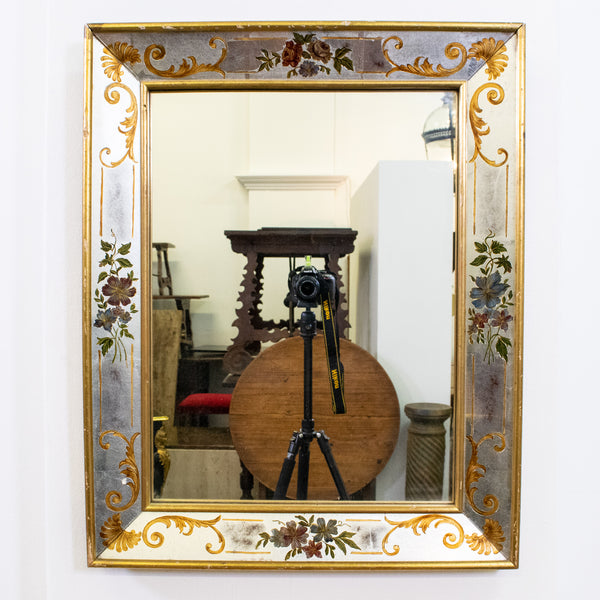 Small Verre-Eglomise Mirror with Gilt Border