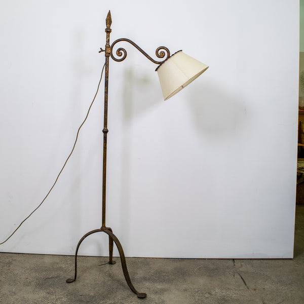 French 1940s Gilt and and Hand wrought Iron Standing Lamp
