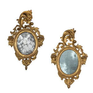 Pair of 18th Century Small Rococo Giltwood Mirrors