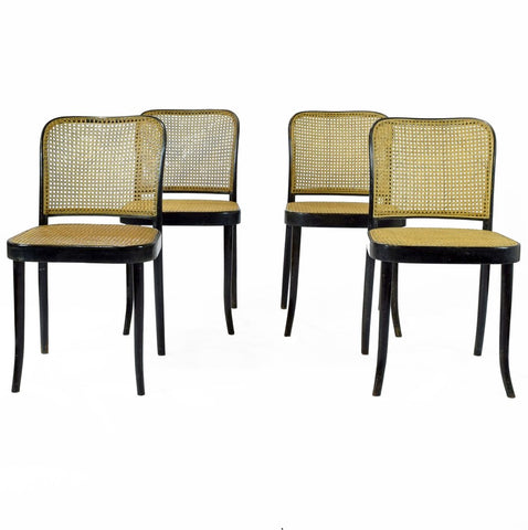 A set of 6 Mid-Century Ebonised Bentwood Chairs by Ligna