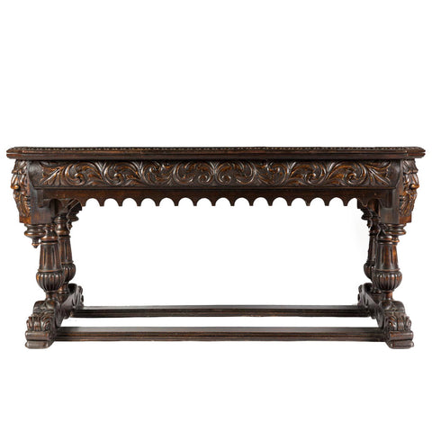 Antique English carved oak Refectory table in the Jacobean style