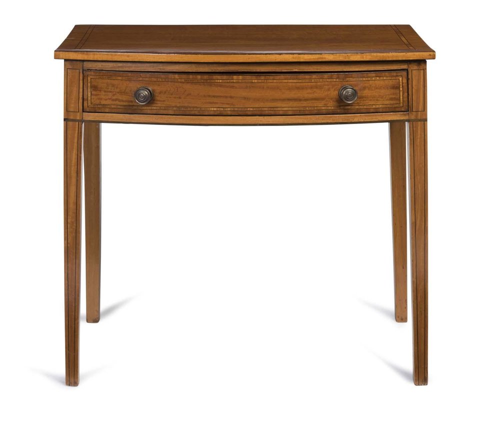 A Regency Satinwood Bow Fronted Side Table