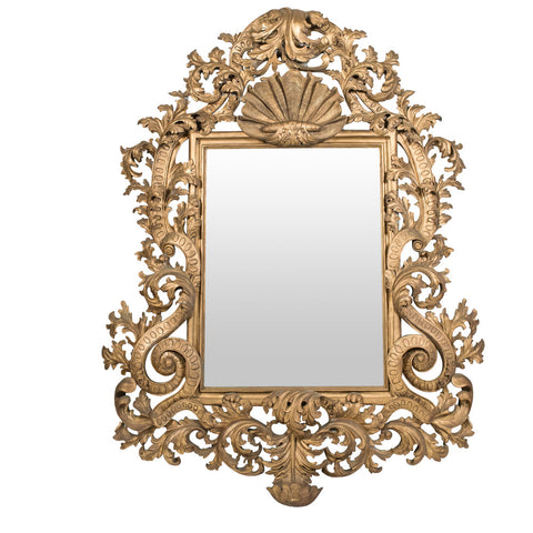 A Large Mid Century Italian Rococo Giltwood Mirror