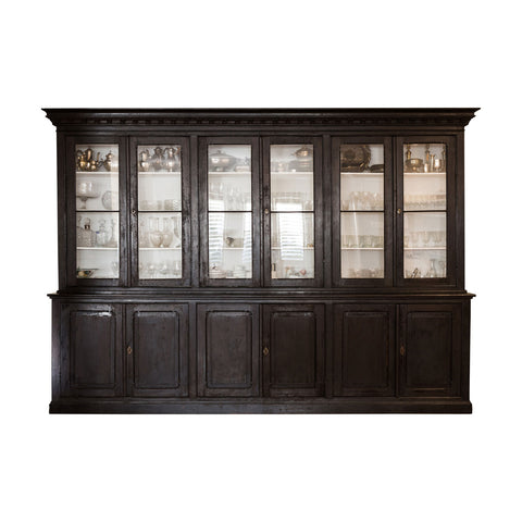 A Substantial Antique Ebonised French Provincial Bookcase