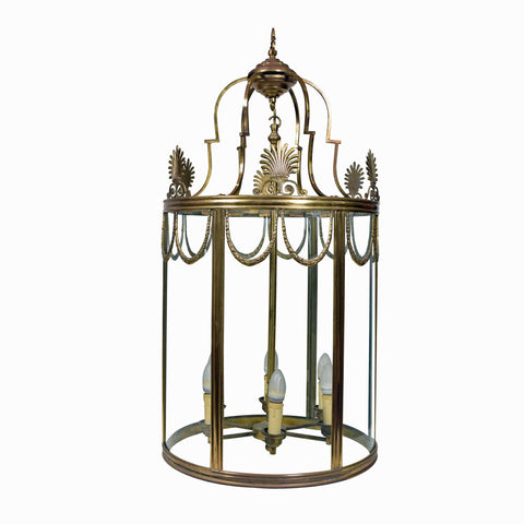 A Large Regency Style Brass Hall Lantern