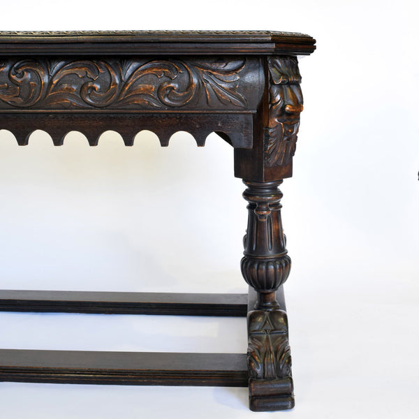 Antique English carved oak Refectory table in the Jacobean style