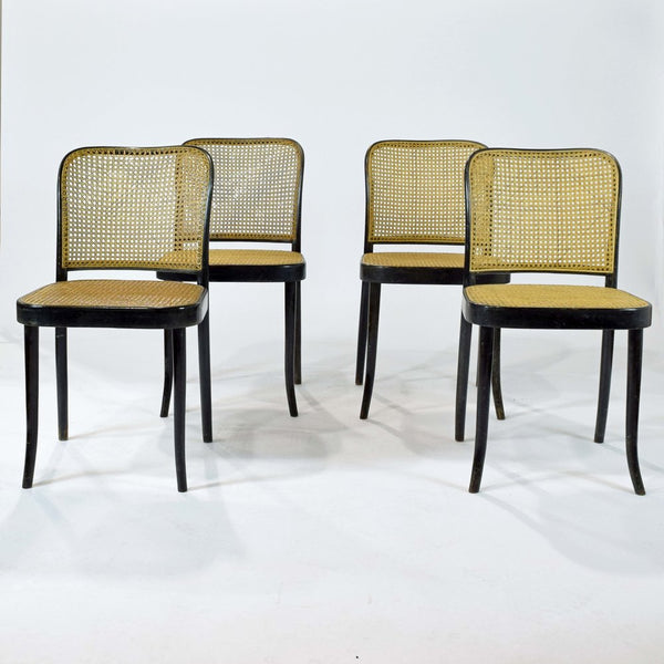 A set of 6 Mid-Century Ebonised Bentwood Chairs by Ligna