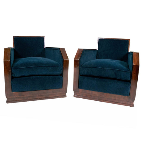 Pair of Art Deco Style Rosewood Amrchairs