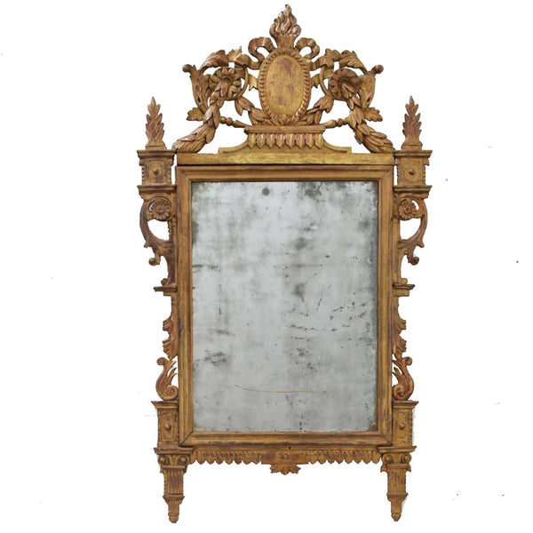 Antique French Louis XVI period Carved and Giltwood Mirror